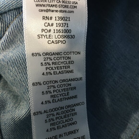 FRAME Le One Skinny Caspio Fray Edge Hem Organic Cotton Blend Slim Fit Jeans - Picture 4 of 10